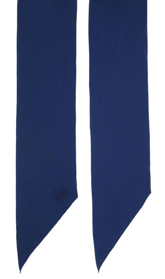 Thumbnail: Plain Blue Classic Skinny Embroidered Scarf