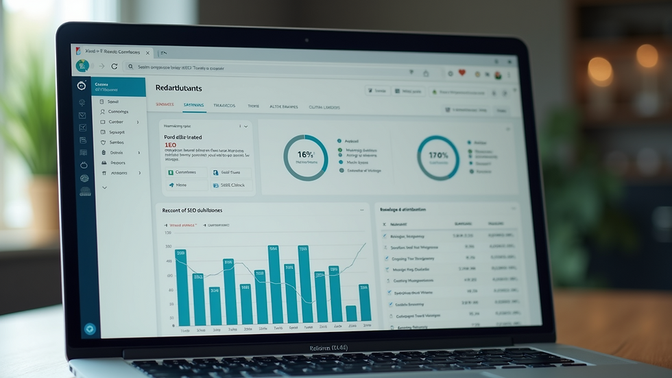 Close-up view of a laptop screen showing a local SEO dashboard