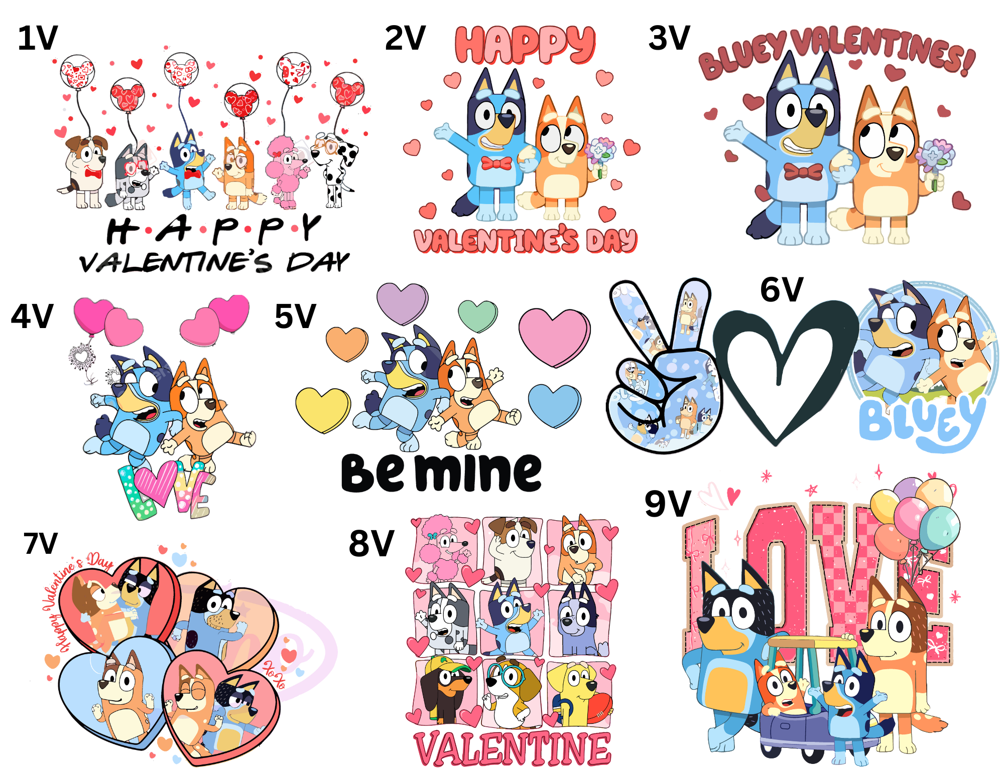 Bluey Valentines Day shirts