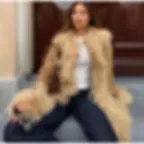 Thumbnail: Chic Faux Fur Patchwork Woolen Women's Coat Lapel Full Sleeve Solid Long Coats