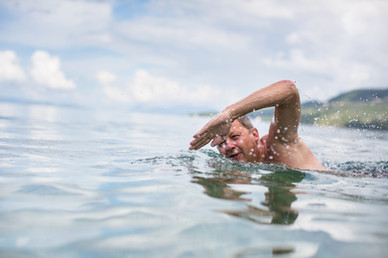 Swimming laps in the sea