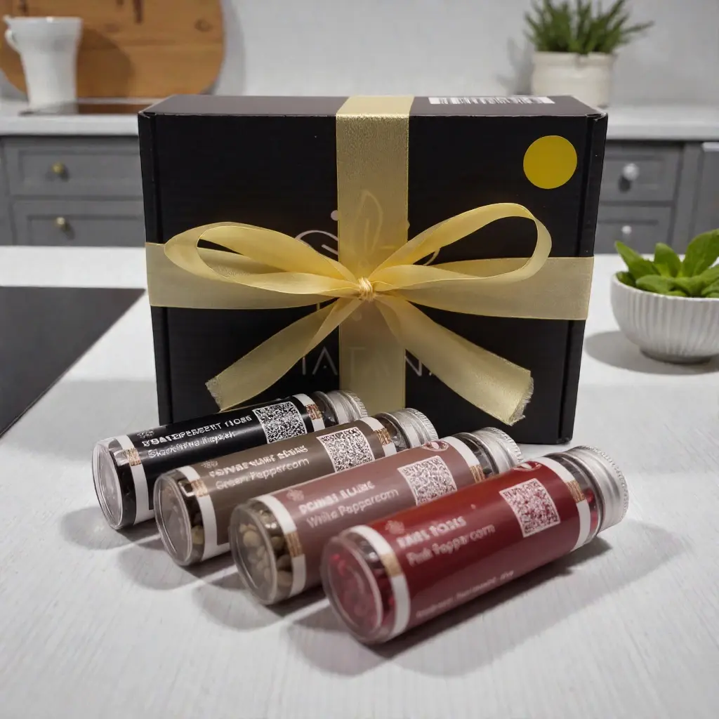 Coffret poivres rares de Madagascar  -voatsiperifery noir, poivre blanc, poivre vert et baies roses, épices gourmet et éthiqu