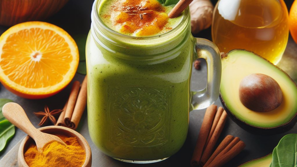 Smoothie vert tropical au curcuma de Madagascar