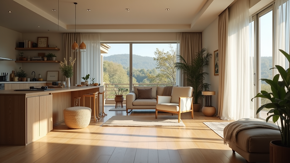 Wide angle view of a spacious family home