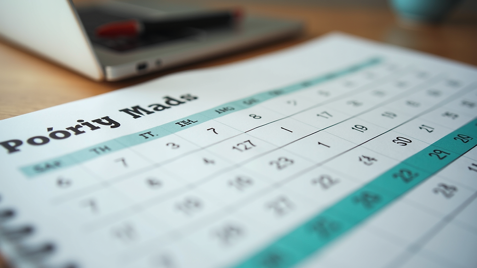 Close-up view of a calendar with monthly savings marked