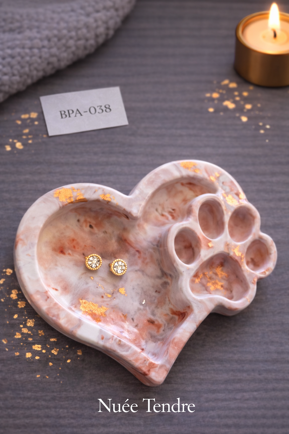 Miniature : Coeur marbré rose cuivré 