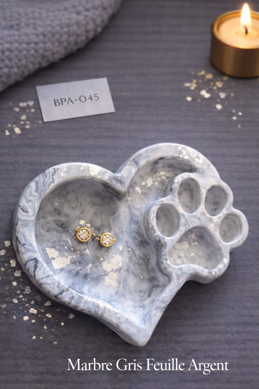Coeur marbré gris argenté