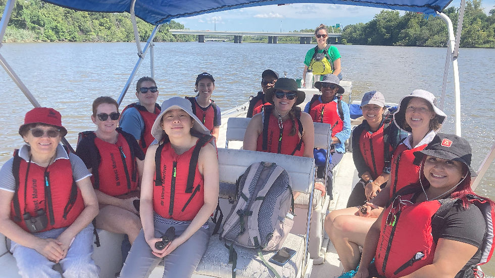 On August 9th, DC EcoWomen community members joined Anacostia Watershed Society's boat tour to learn about the river's ecosystem, and initiatives to help protect the river. Photo Credit: Lindsay Allen, Boat Captain, Anacostia Watershed Society