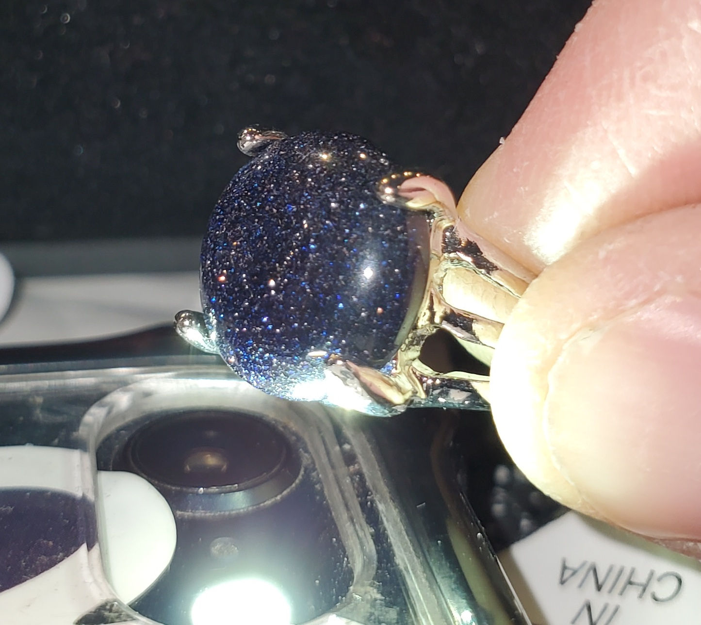 Blue Goldstone ring