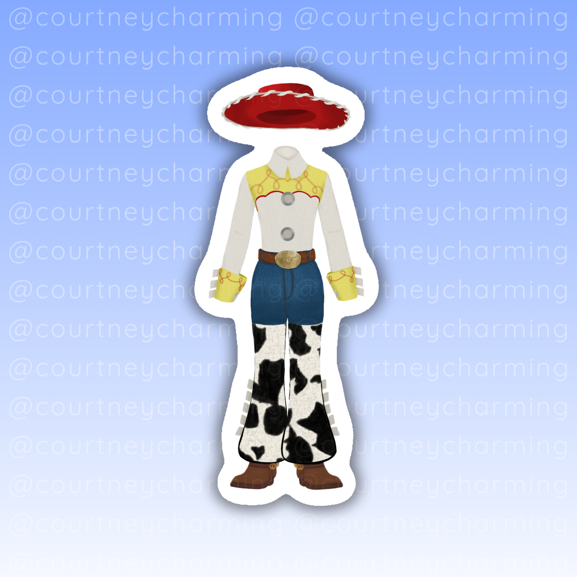 Cowgirl Toy Friend Costume Sticker