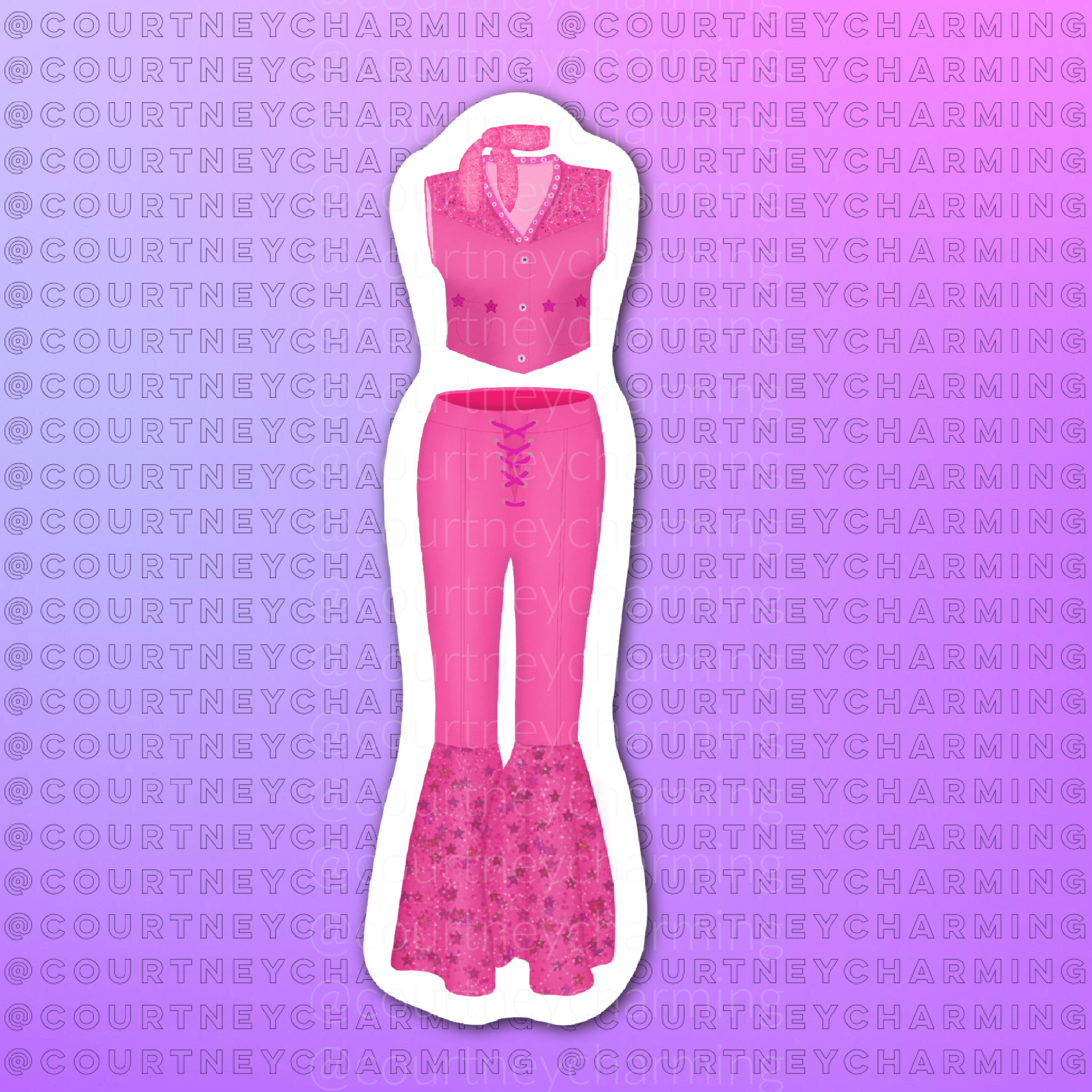 Cowboy Barbiedoll Inspired Outfit Sticker
