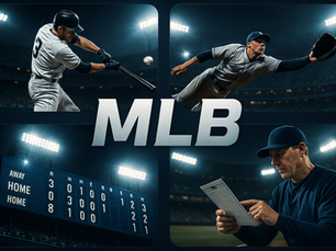 High-quality, cinematic 4-image collage of MLB baseball moments