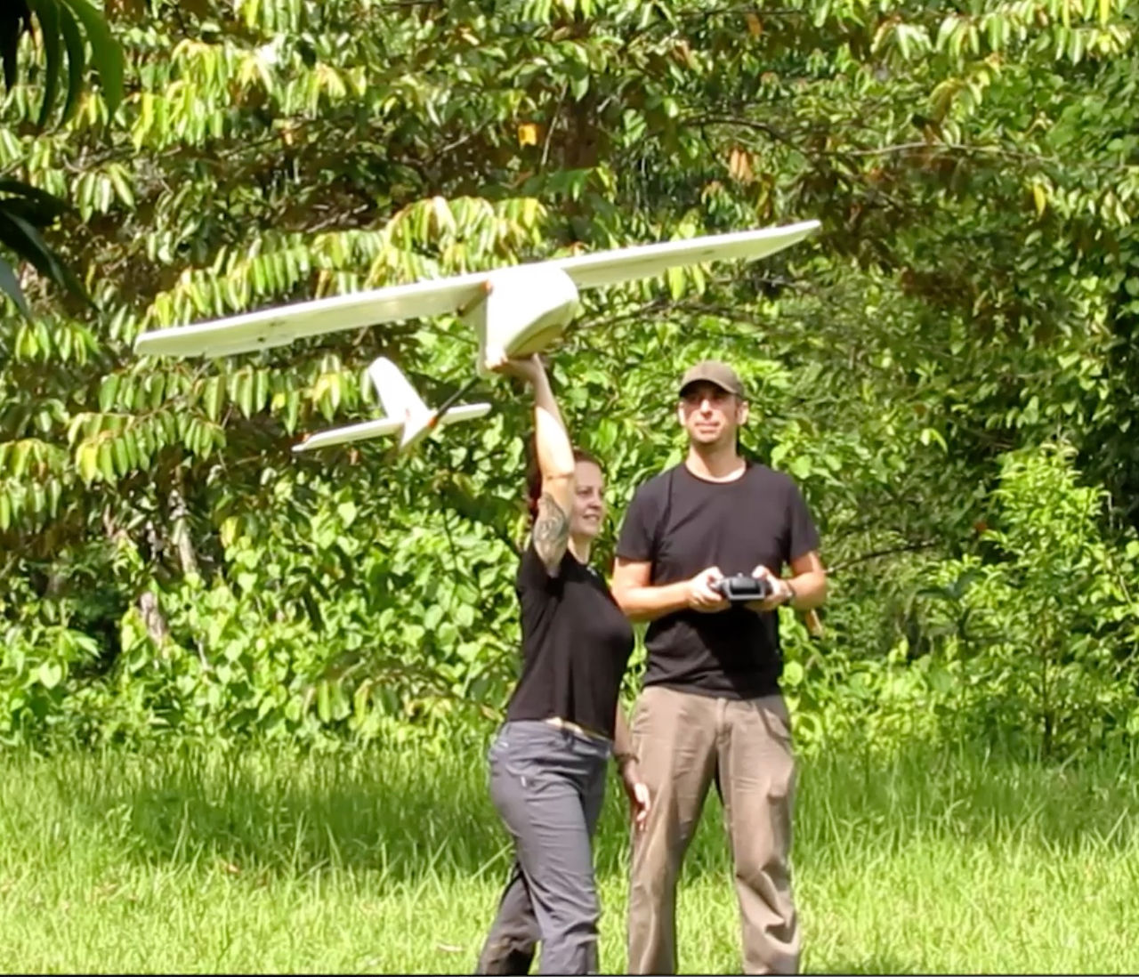 Nicola launching a drone