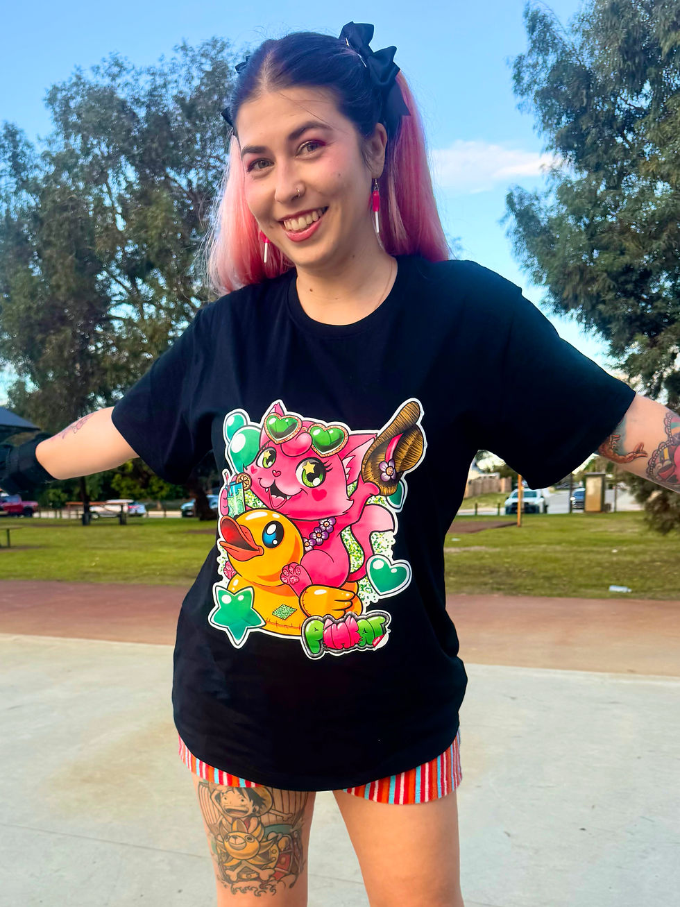 Thumbnail: Pink Cat on Floaty T-Shirt