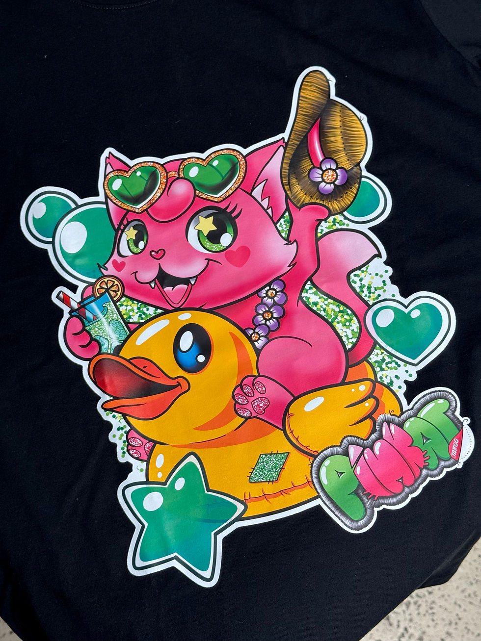 Thumbnail: Pink Cat on Floaty T-Shirt