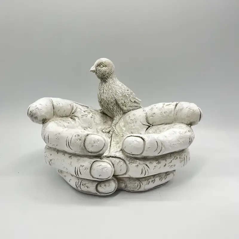 Hand-Shaped Bird Bath and Feeder Resin Garden Ornament