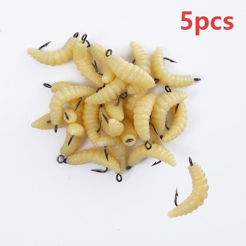 Miniatura: Rubber Maggots Fishing Bait Set with Hooks - Versatile Grub Lures for Bass,Trout