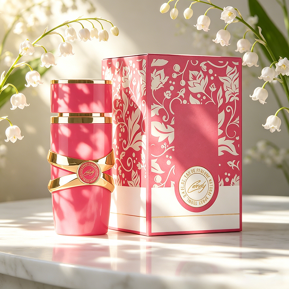 Miniatura: Perfume feminino rosa e dourado de 30ml, fragrância floral de longa duração, fra