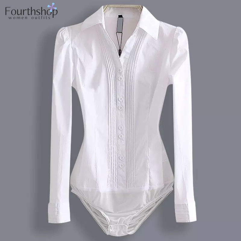 2025 Fashion Bodysuit Long Sleeve Women Body Shirt Office Lady Work Uniforms Spr