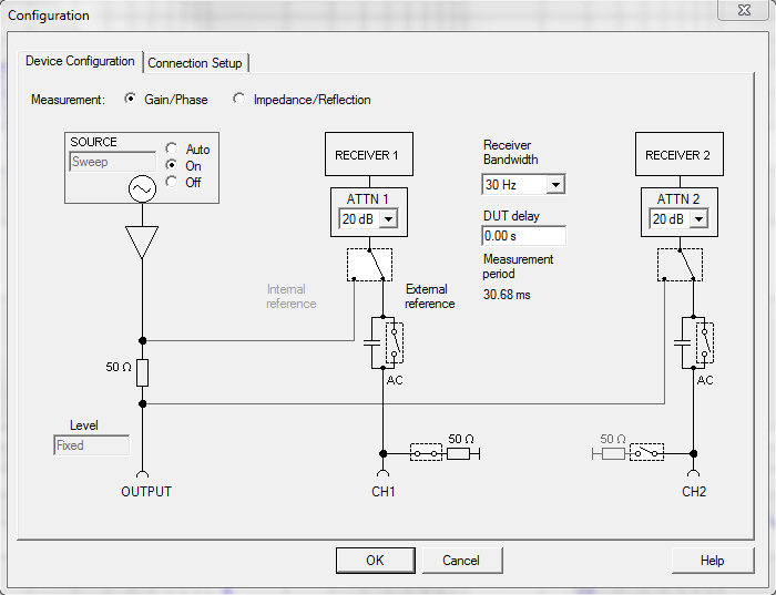 OMICRON Lab Bode 100 Configuration Screen