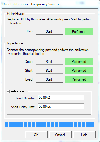 OMICRON Lab Bode 100 Calibration Window