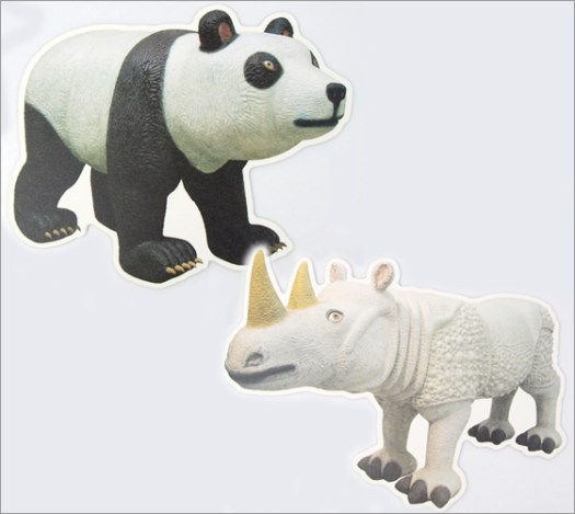 三沢厚彦アートグッズ:Animals ポストカード(パンダ シロサイ)