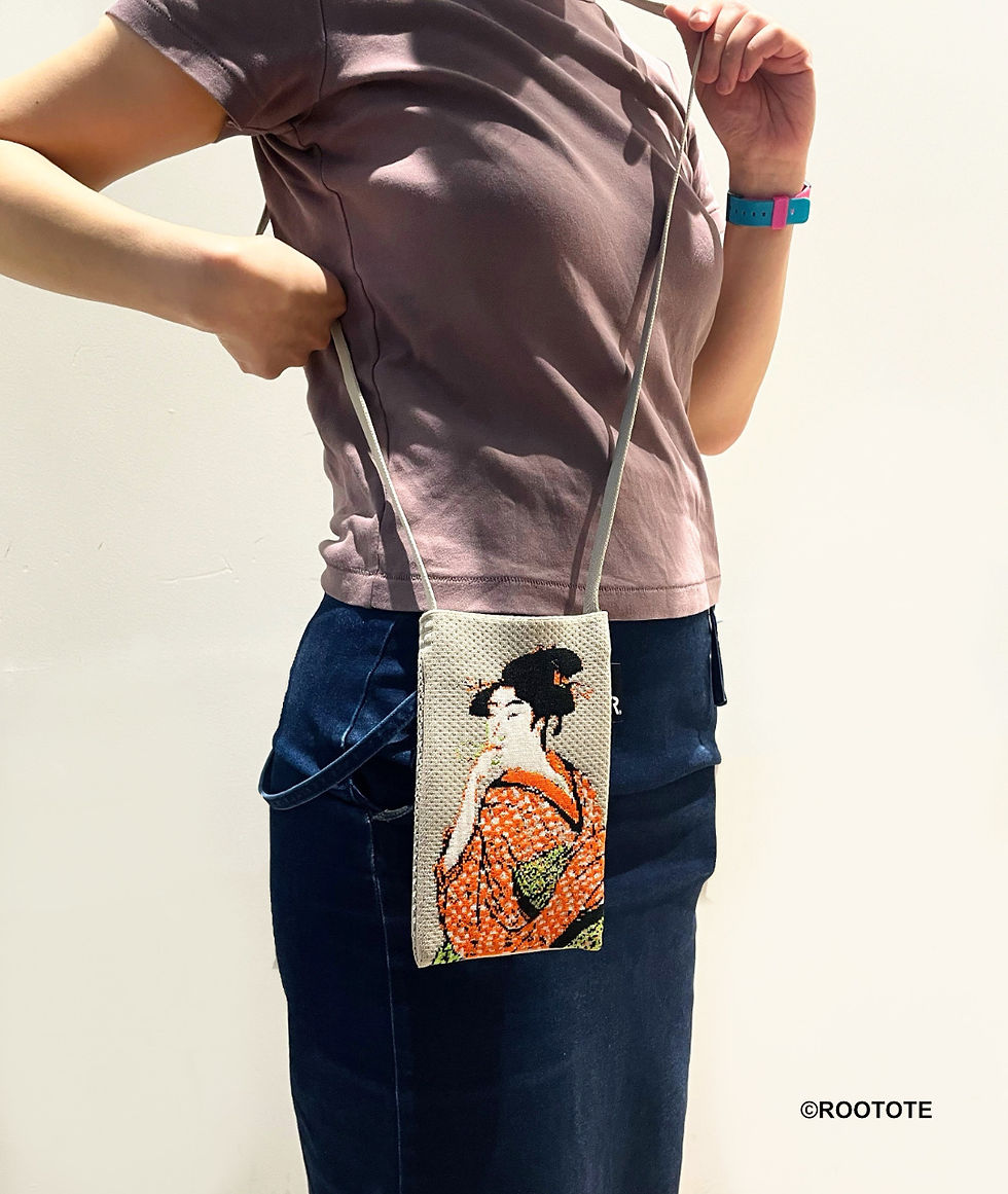 Thumbnail: ami ART Sacoche: "A Young Woman Blowing a Poppin" by Kitagawa Utamaro