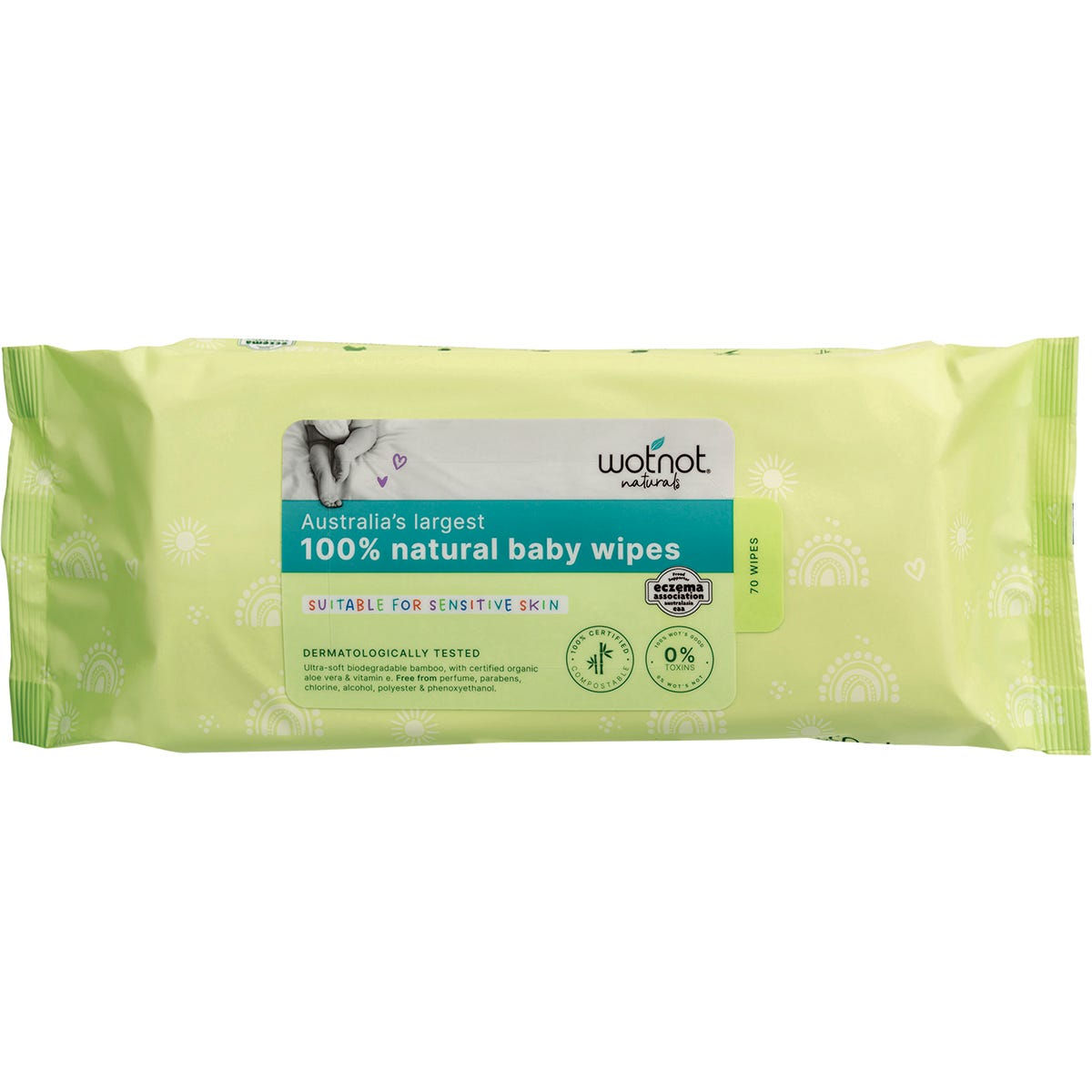 Baby Wipes Alcohol Free 100% Biodegradable 70pk