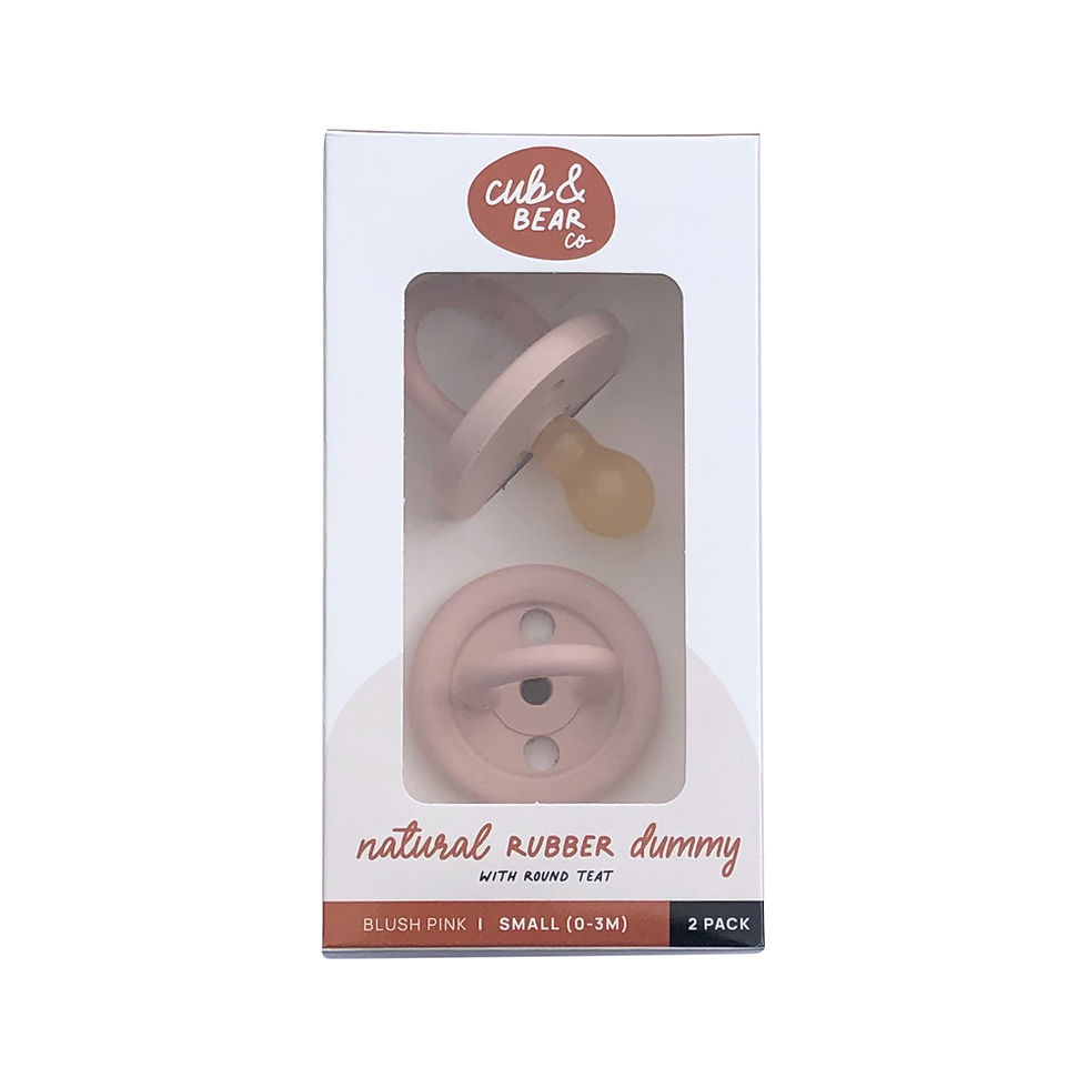 Cub & Bear Co Natural Rubber Dummy (0-3 Months) Blush Pink Twin Pack