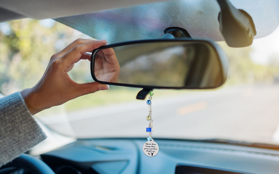 Thumbnail: Personalized Guardian Angel Car Charm, Rearview Mirror Hanger