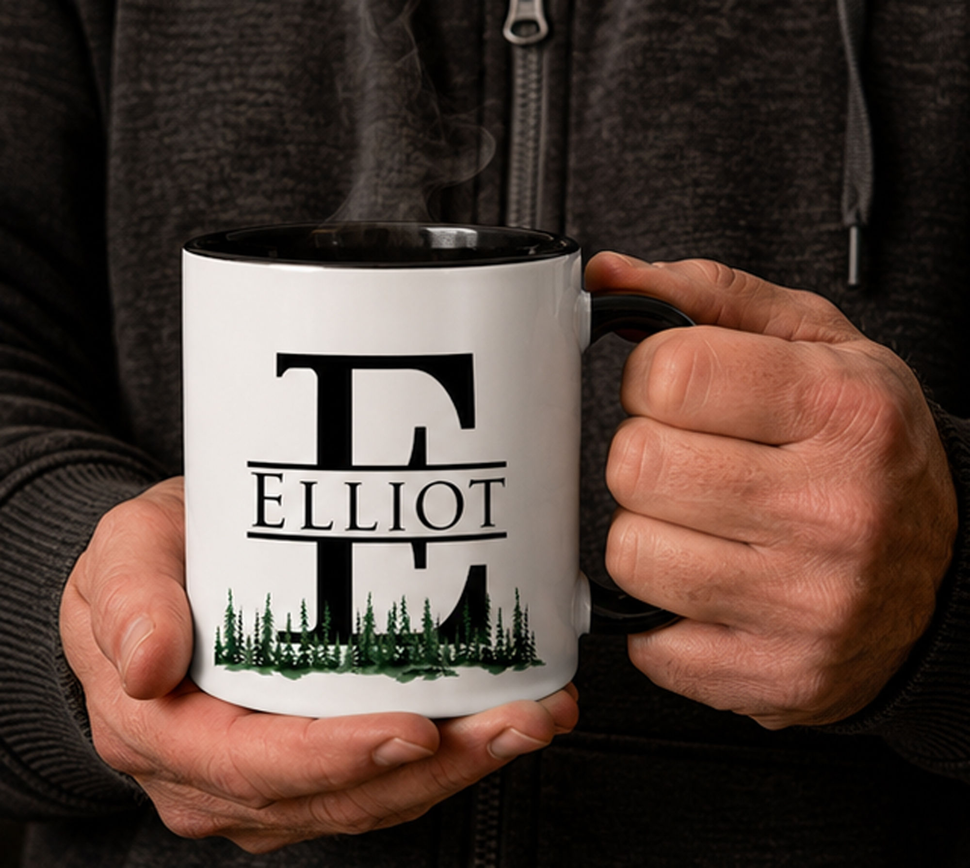 Personalized Name Pine Trees Coffee Mug Men - Dad or Grandpa