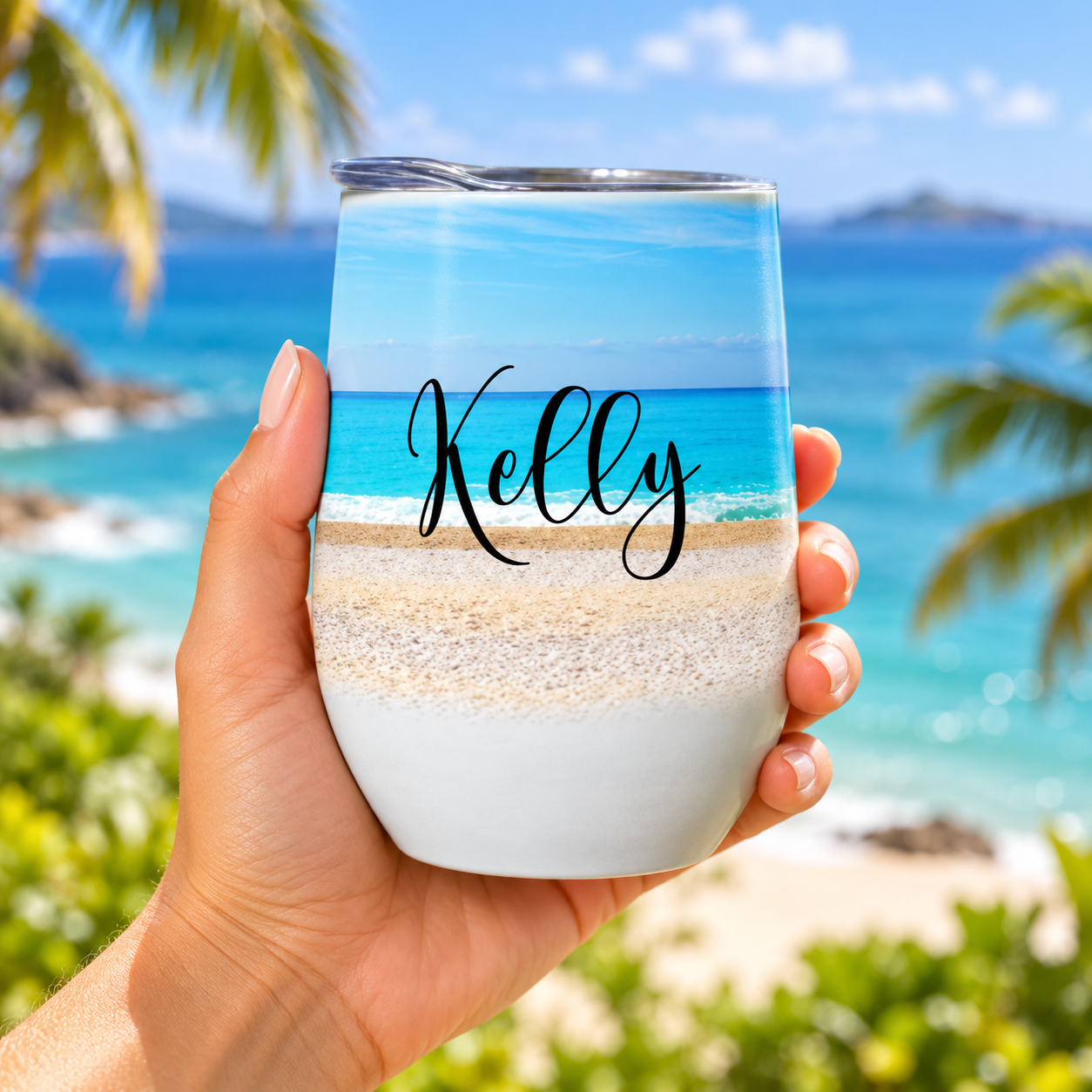 Personalized Dunedin Beach Stemless Wine Tumbler