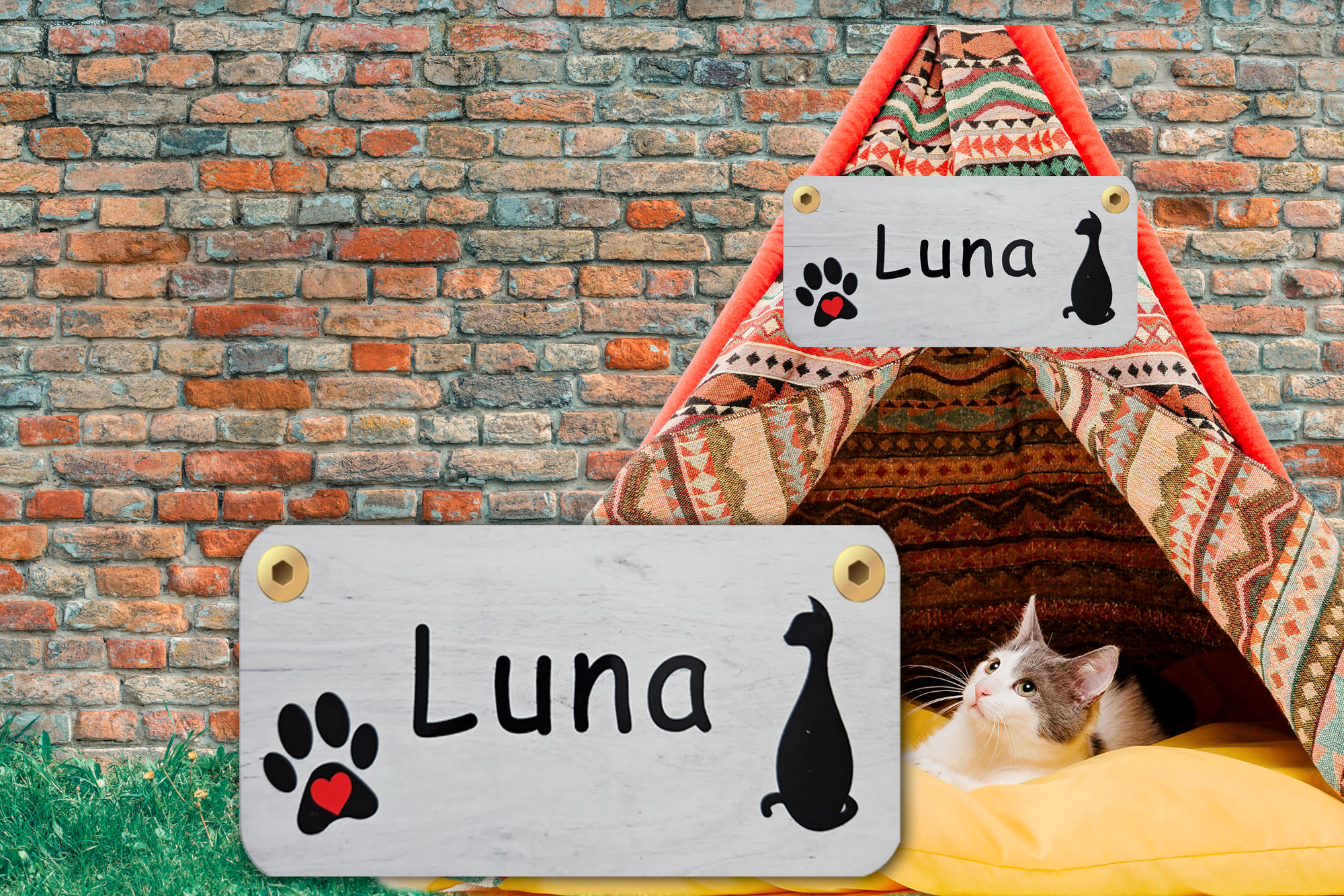 Custom Cat House Sign - Personalized Name Plate