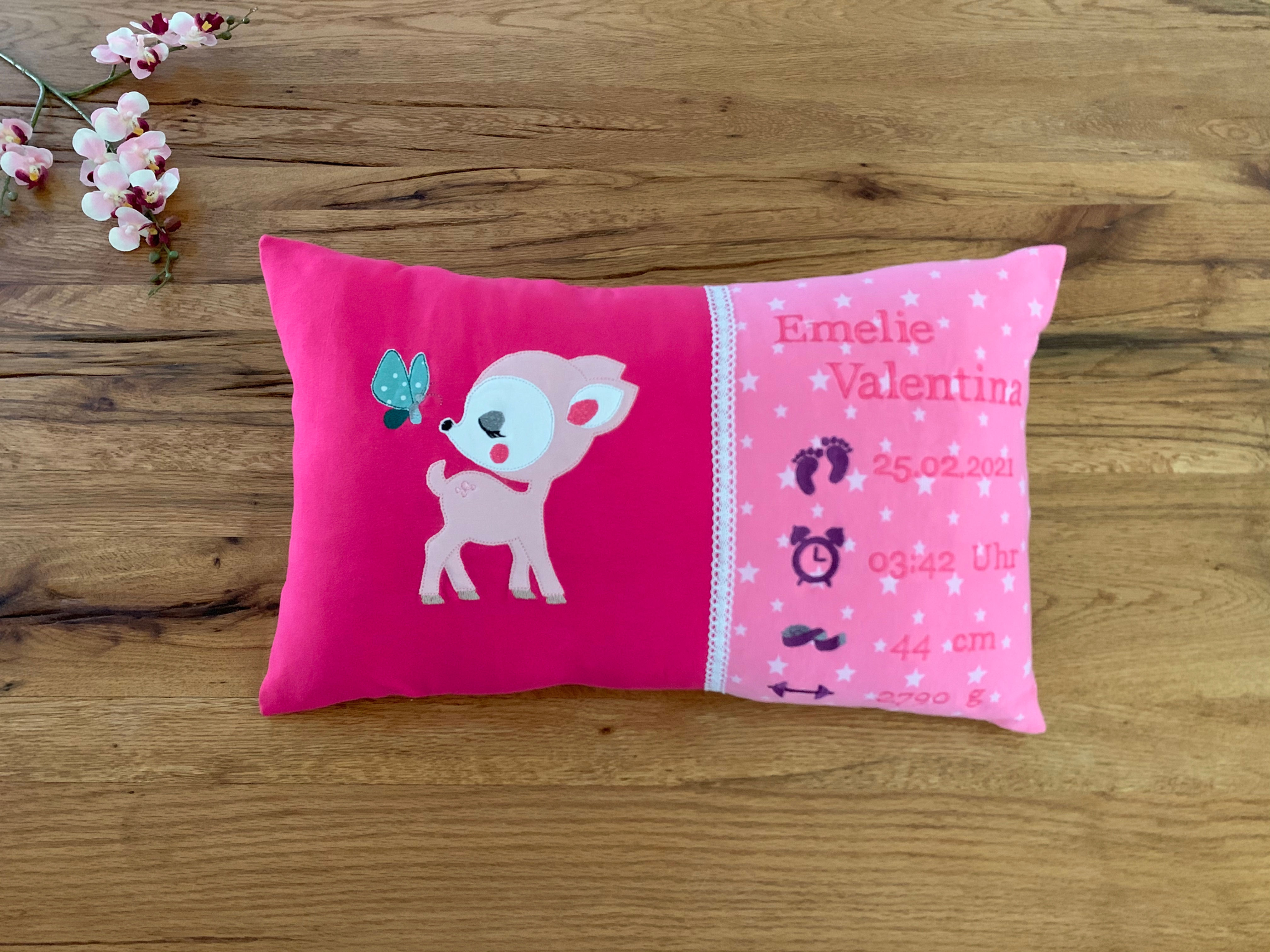 Geburtskissen Reh pink