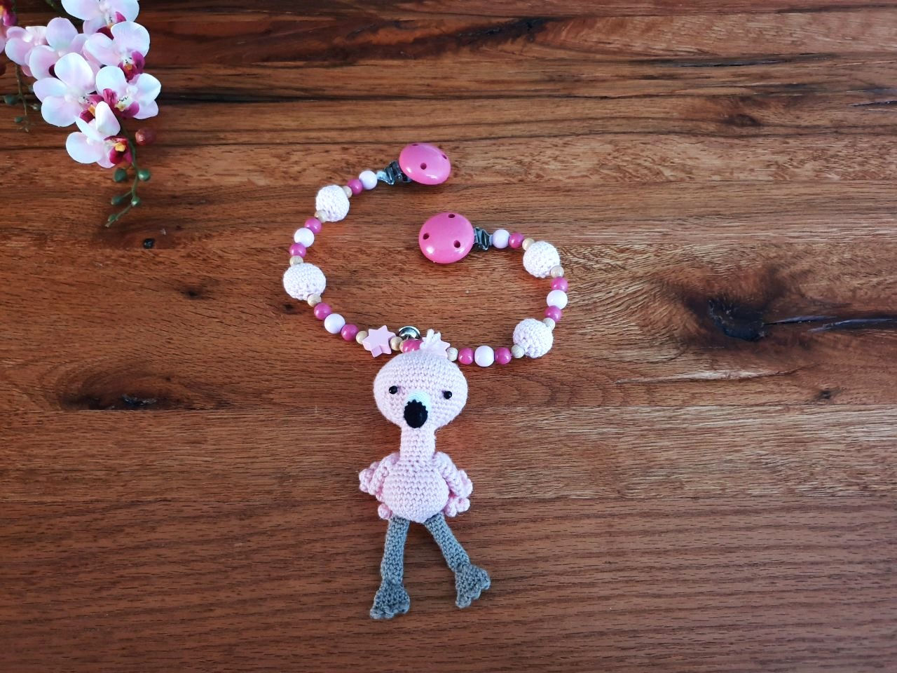 Kinderwagenkette Flamingo rosa | altrosa