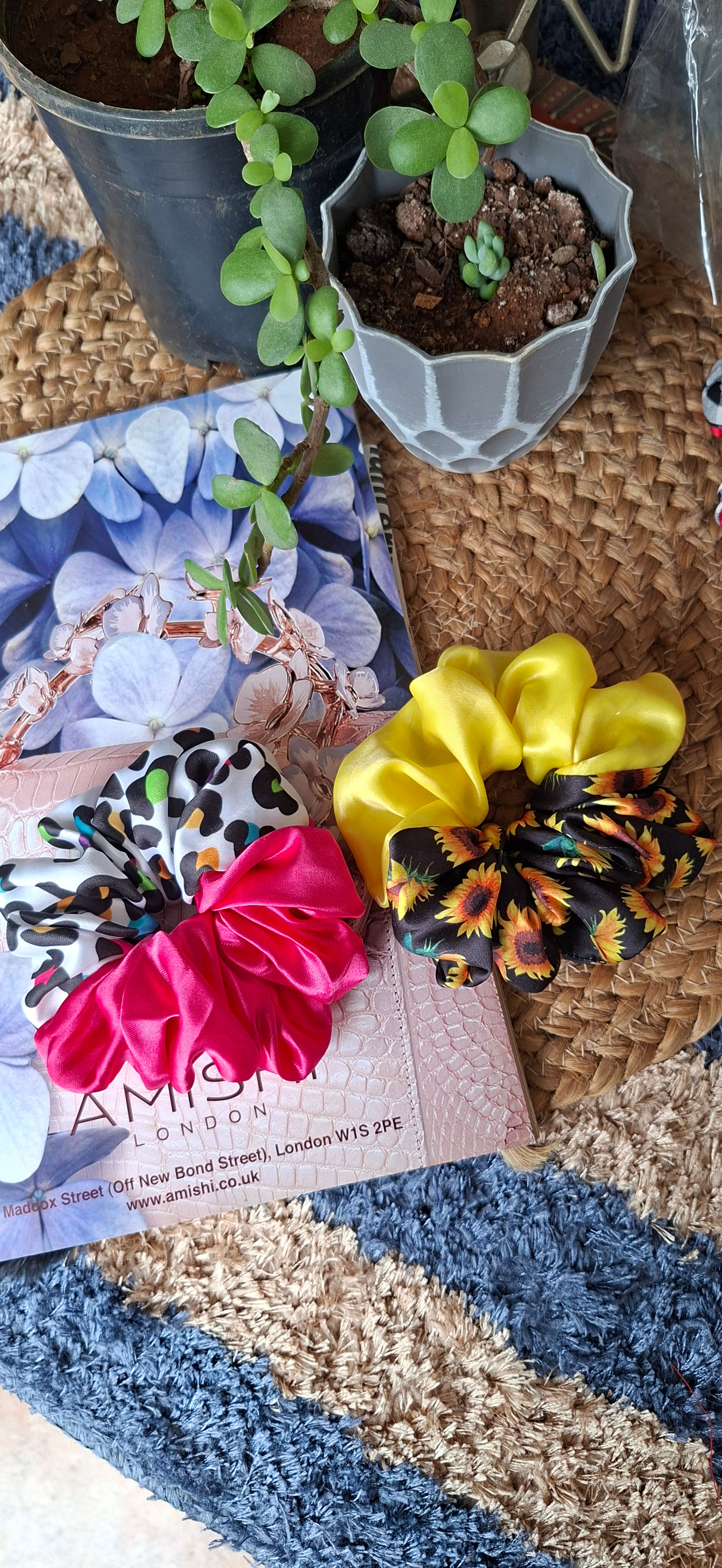 Combo Satin Floral Scrunchy