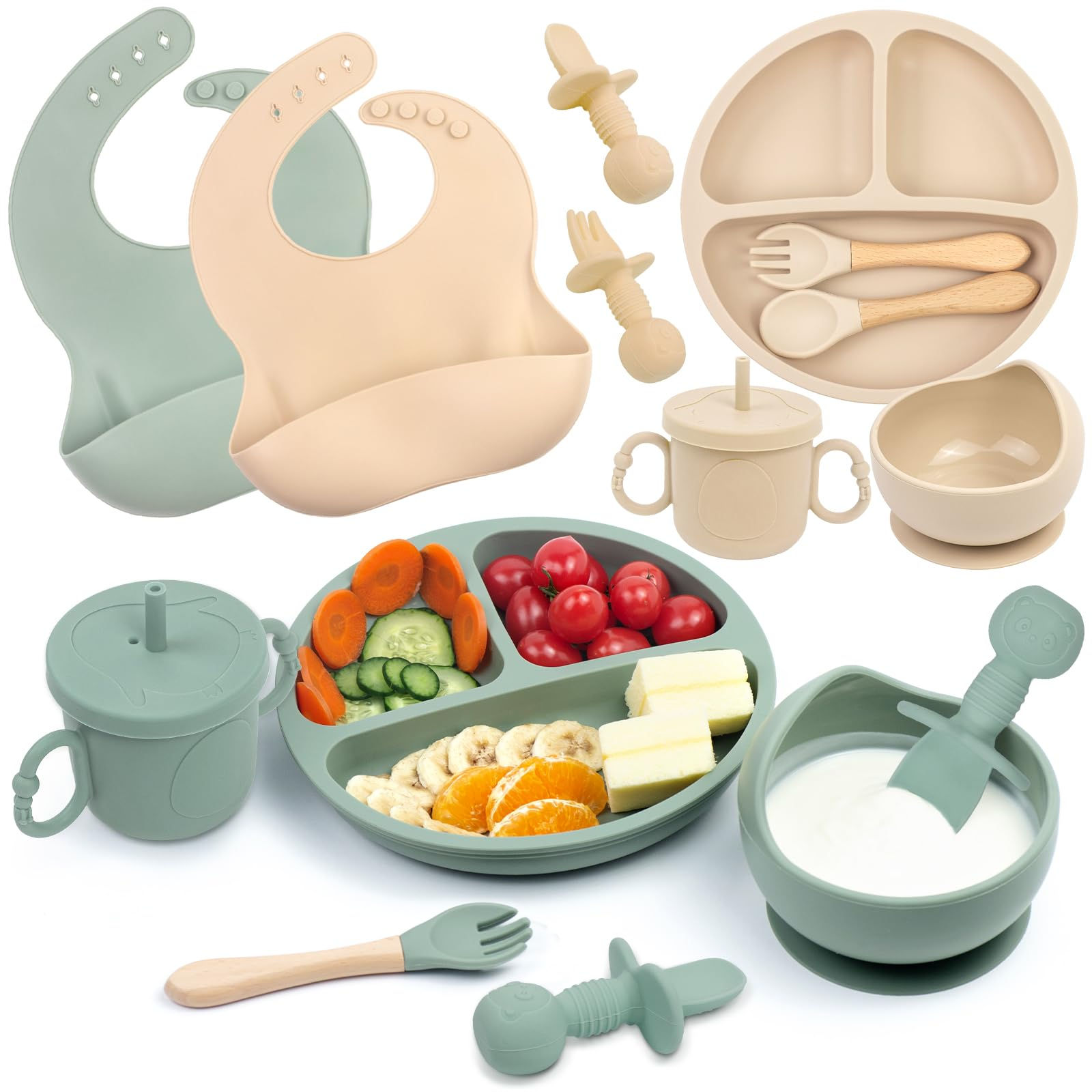Silicone Baby Feeding Set 18PCS Baby Led Weaning Supplies Includes Baby Suction