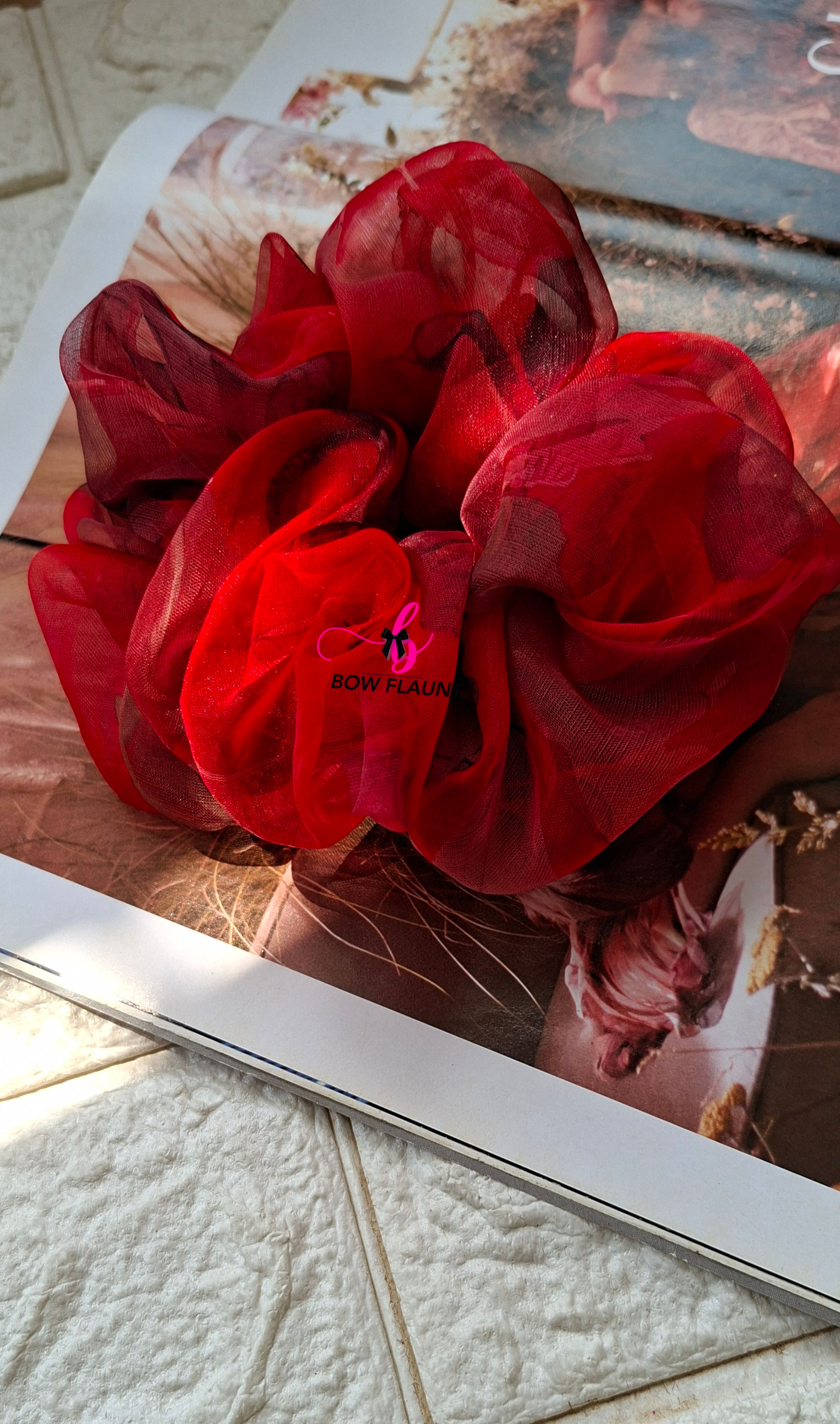 Red Organza Scrunchy