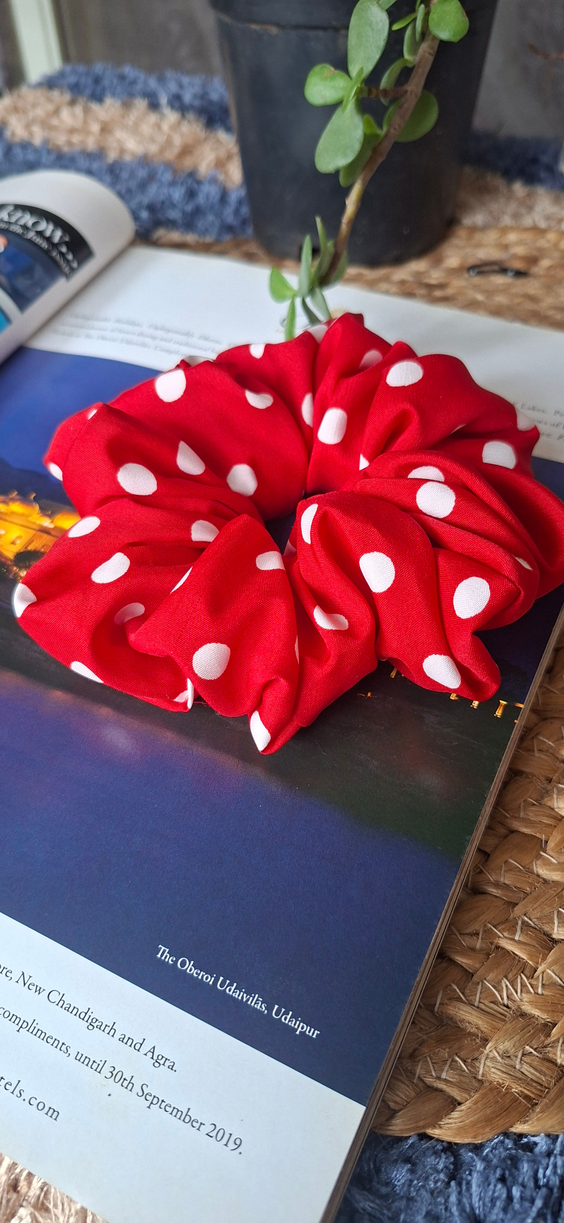 Red  Polka Scrunchy