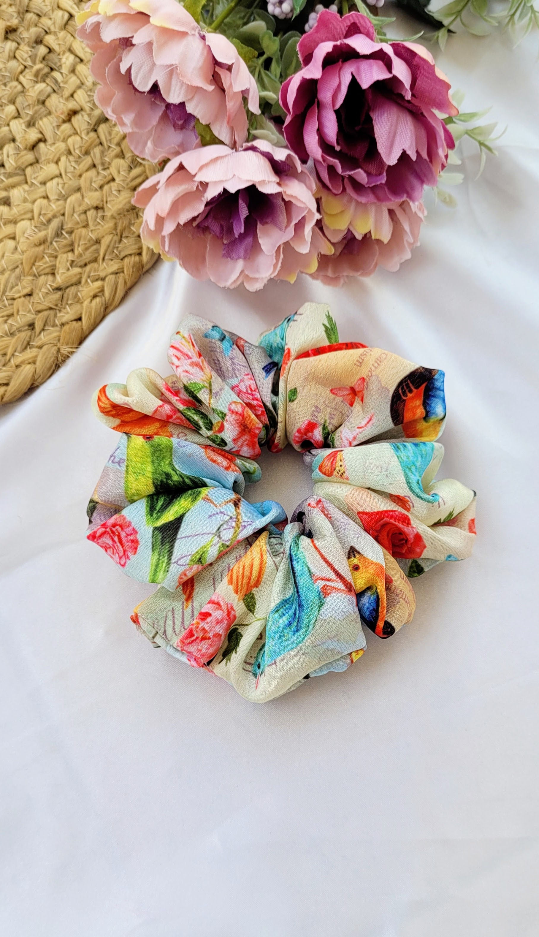 Bird Print Scrunchy