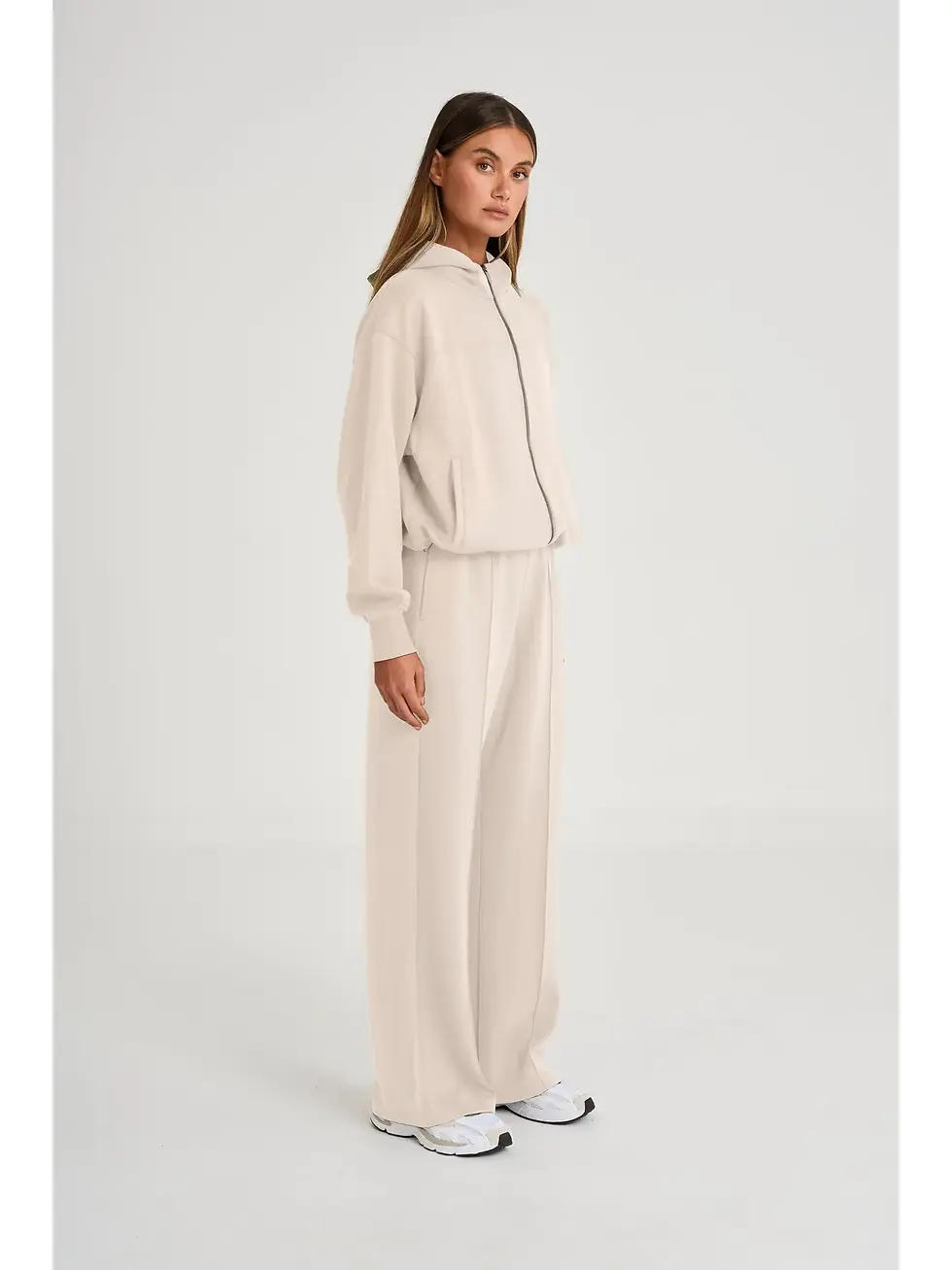 Thumbnail: All Fenix Soft Luxury Wide Leg Track Pant - Clay