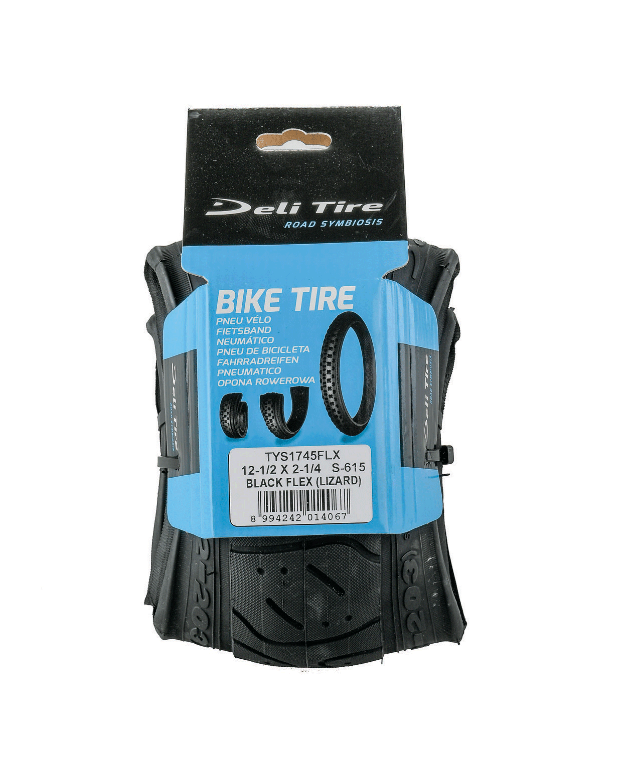 Lizard 12-1/2 x 2-1/4 Flexible Tyre - Black