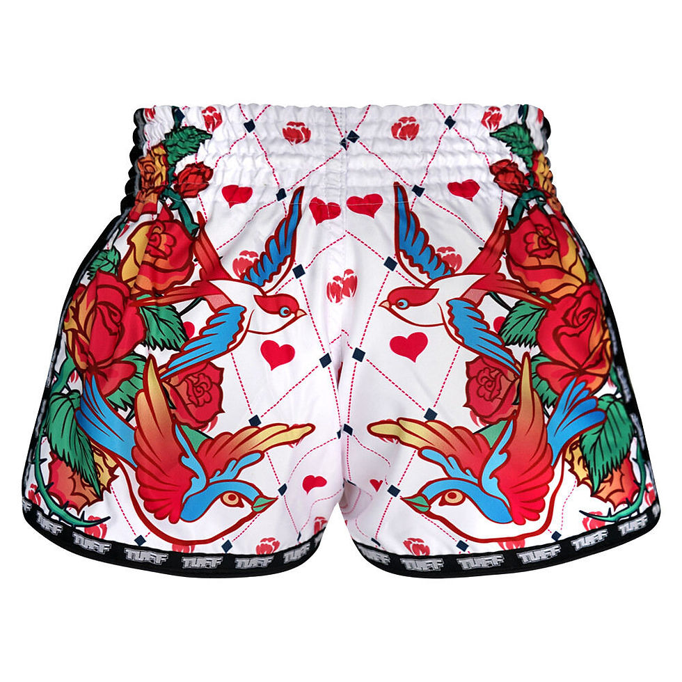Thumbnail: TUFF White Rose Retro Muay Thai Shorts
