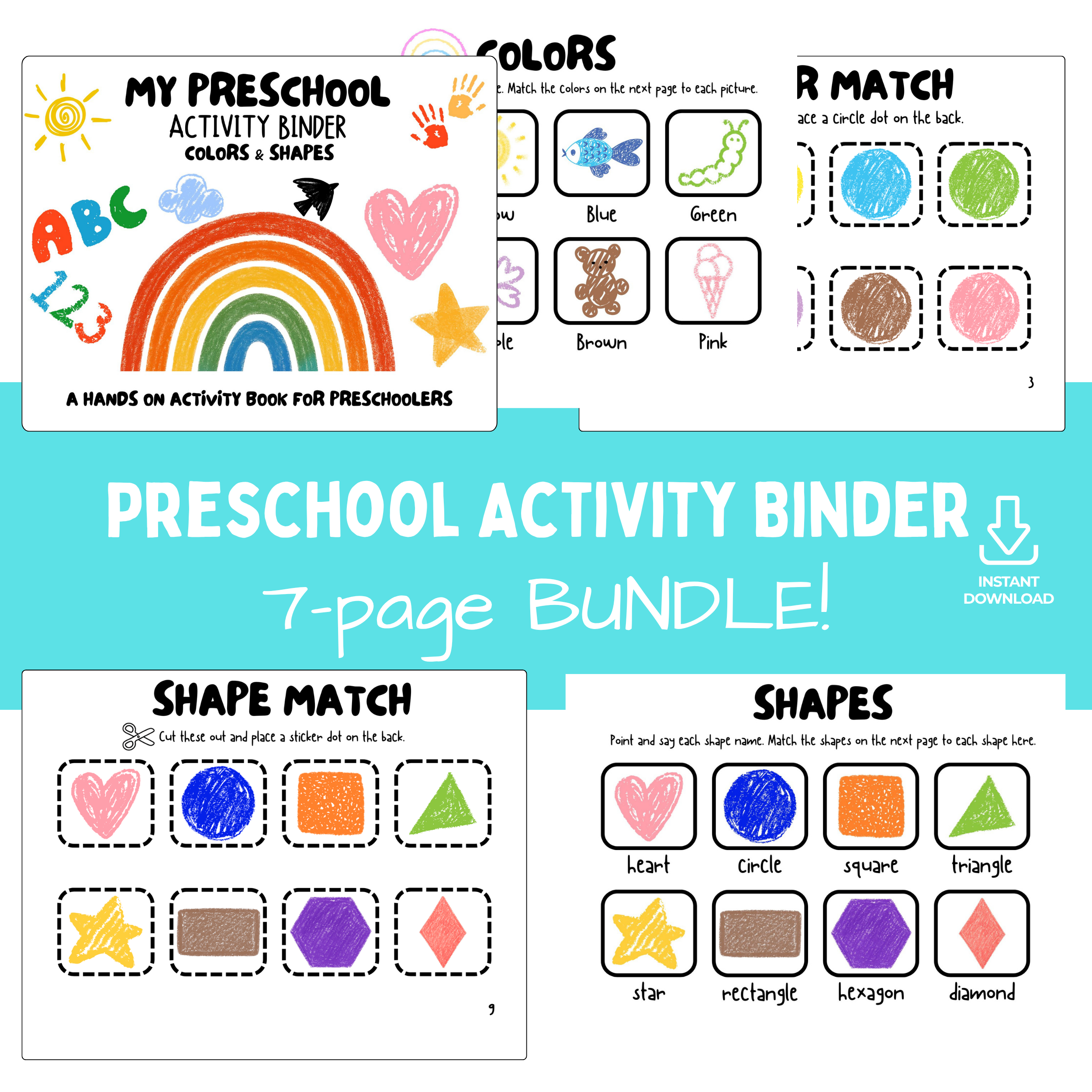 Preschool Activity Binder #1: Hands-On Colors & Shapes Activity Book