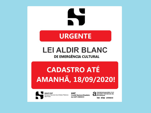 URGENTE: CADASTRO LEI ALDIR BLANC ATÉ 18/09 EM SP