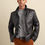 Thumbnail: Leather Racer Jacket With Rib Knit Trim