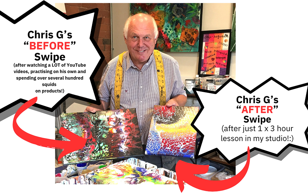 Dramatic improvement in a student’s artwork after personalized coaching from a renowned UK fluid artist, Monique Oliver