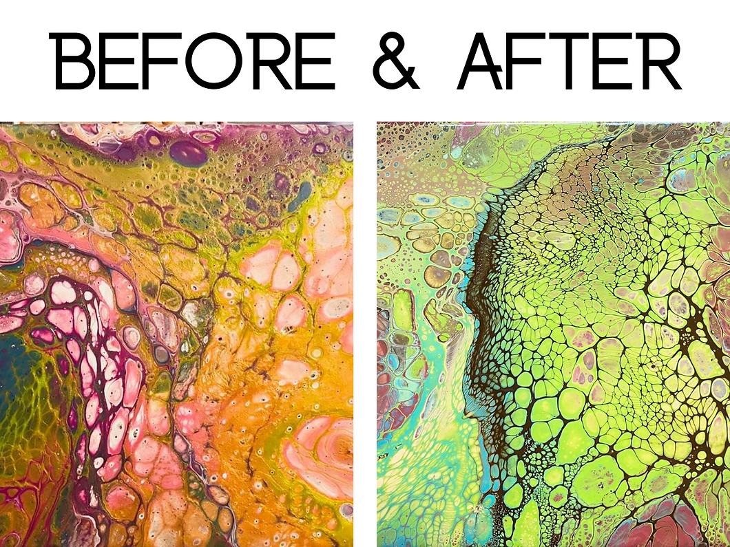 Before and after taking the best online fluid art course