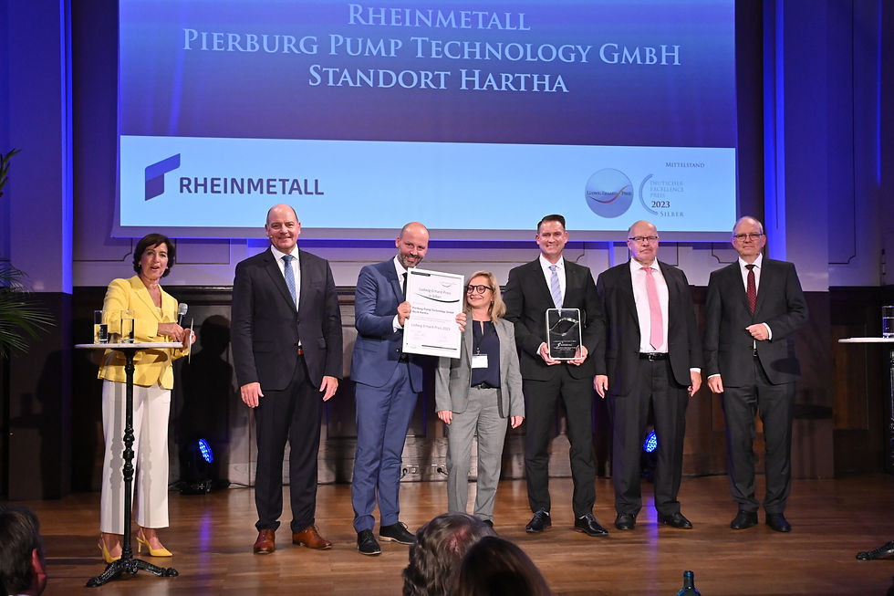 Ehrung von Rheinmetall Pierburg Pump Technology GmbH Standort Hartha in der Preisverleihung 2023