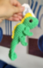 HANDMADE by Petra • Kvačkana figurica, igrača ali obesek za nahrbtnik • Kameleon Marko